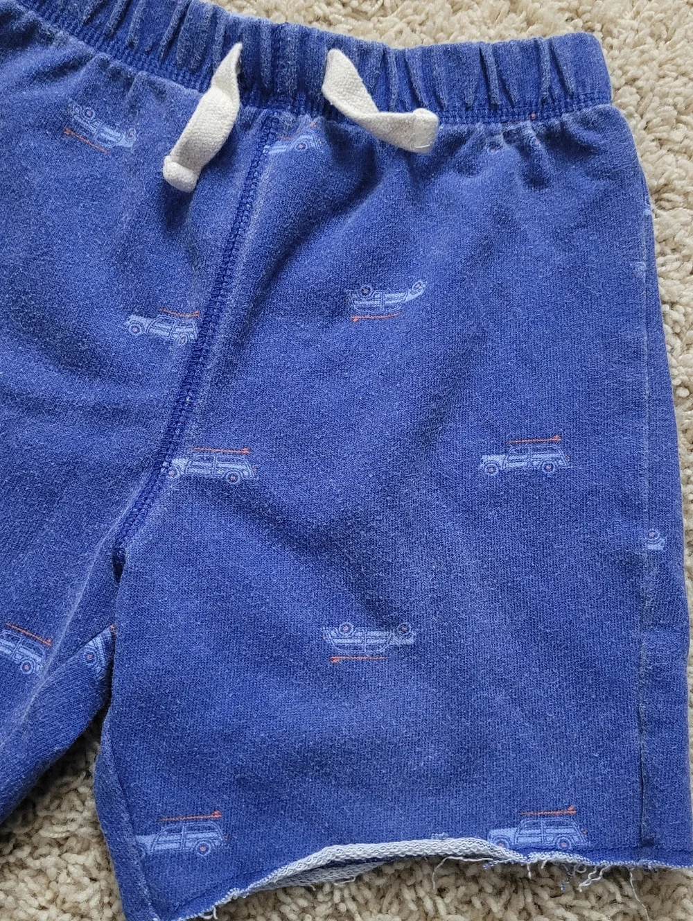 The Childrens Place 3T Retro Beach Bum Raw Hem Pull On Summer Shorts Blue Car